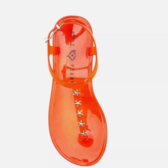 Katy Perry The Geli Star Fish Stud Orange Thong Jelly Sandals - Picture 3 of 7